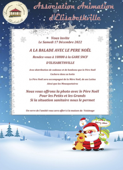Balade avec le Père Noël par l'Association Animation Elisabethville 